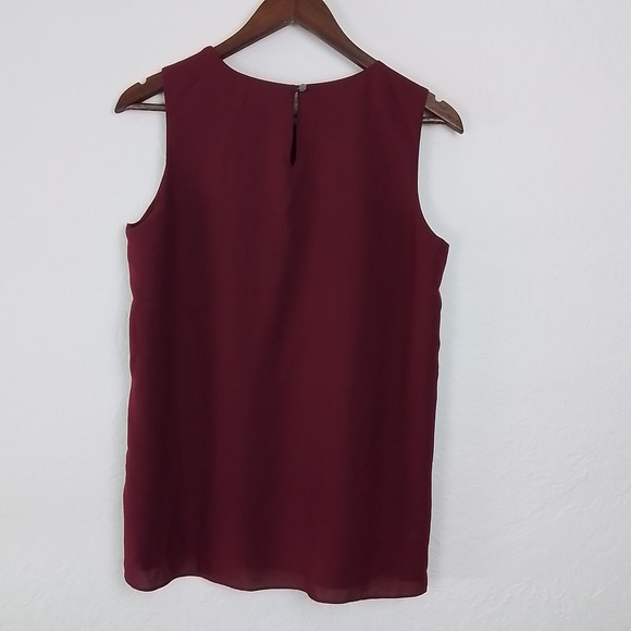 Alfani‎ Sleeveless Chiffon Blouse Women's Size 8 Burgundy Red Draped Front Top - Picture 6 of 12